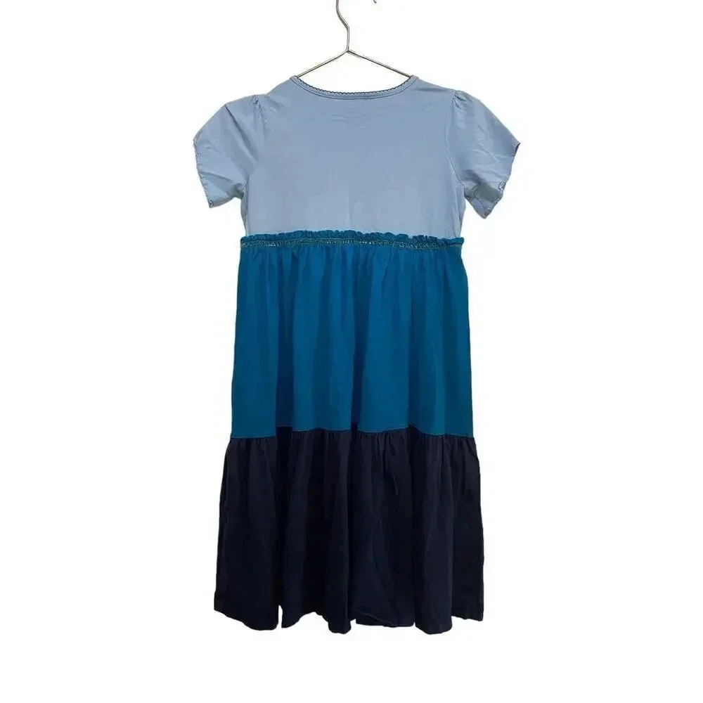 Hanna Andersson Blue Colorblock Twirl Power Maxi Dress Size 12/150 cm